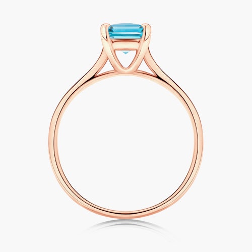 Pierścionek zaręczynowy SAVICKI: różowe złoto, akwamaryn